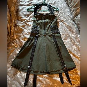 Killstar Psy-Ops Khaki Halter Dress - XS
